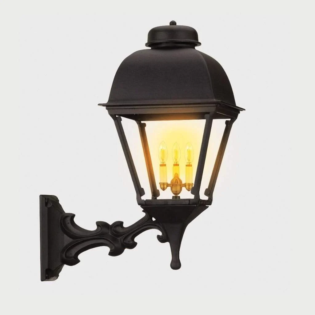 American Gas Lamp Works Washington 2000W 17" White Residential Wall Mount Aluminum Natural Gas Lamp With Dual Open Flame Burner Light Assembly, Flat Tempered Glass Panes and Spike Finial