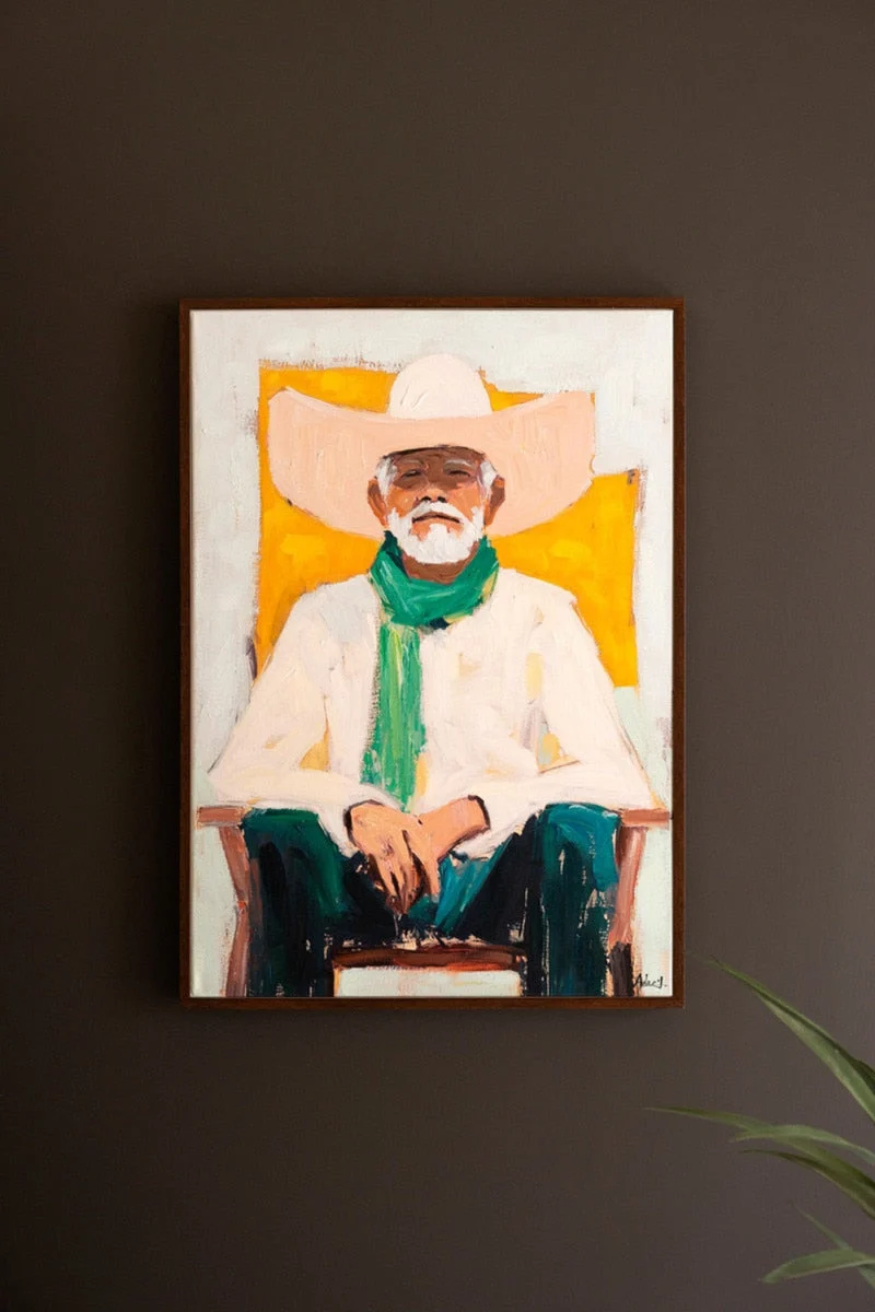 Framed Sitting Cowboy Wall Art – 41.5" Tall – by Kalalou