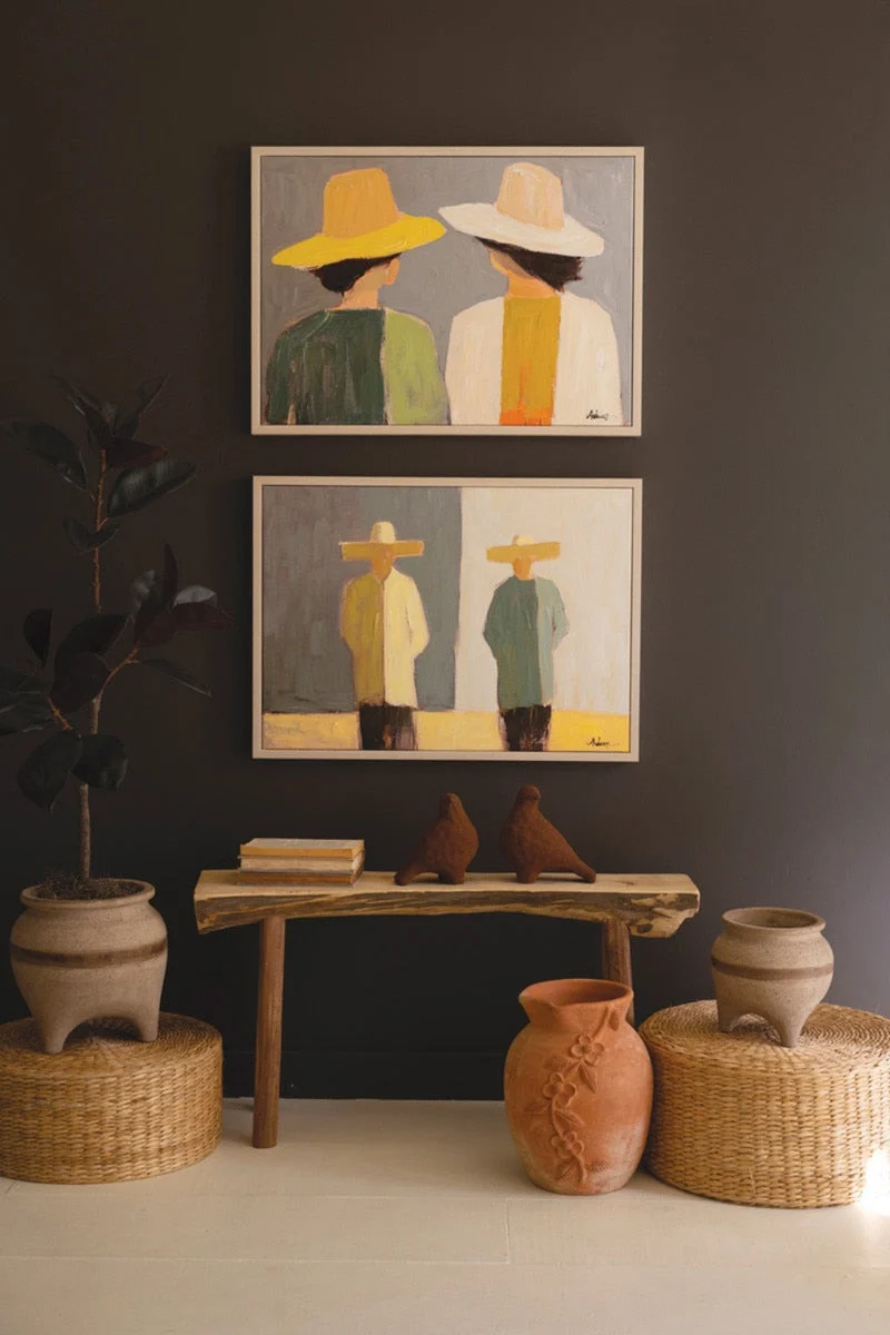Modern Hat Portrait Wall Decor Set of 2 – 26.5" Height – by Kalalou
