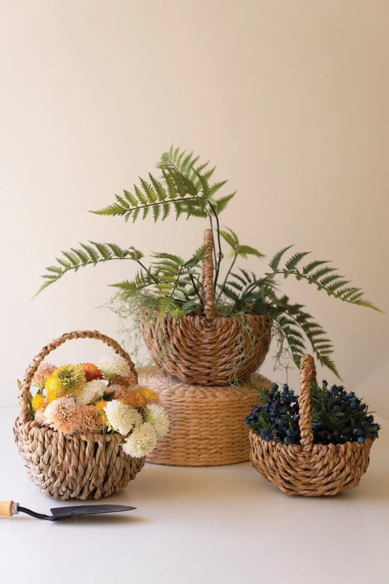 Set of 3 Woven Seagrass Baskets with Handles – Large 13.5" Tall by Kalalou