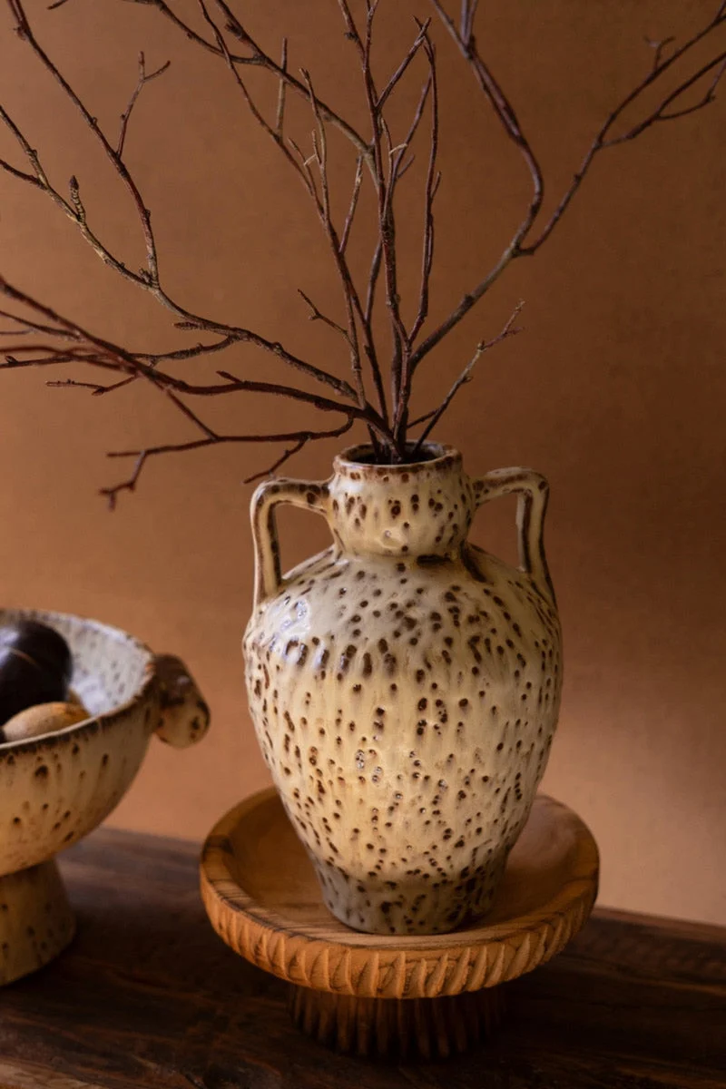 Rustic Decorative Ceramic Urn 10" Tall by Kalalou
