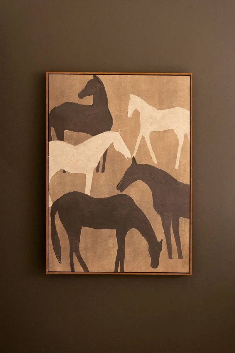 Five Horses Framed Canvas-Style Wall Art – 43.5" Tall by Kalalou