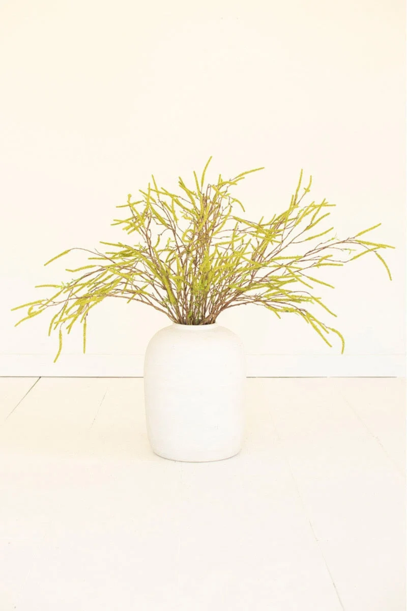 Artificial Willow Flowers Spray – Green – 43" Tall Faux Floral Stem by Kalalou