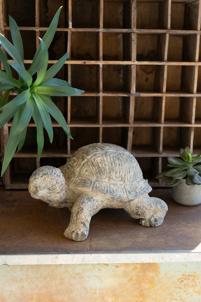 Decorative Faux Concrete Turtle 9" Tall by Kalalou
