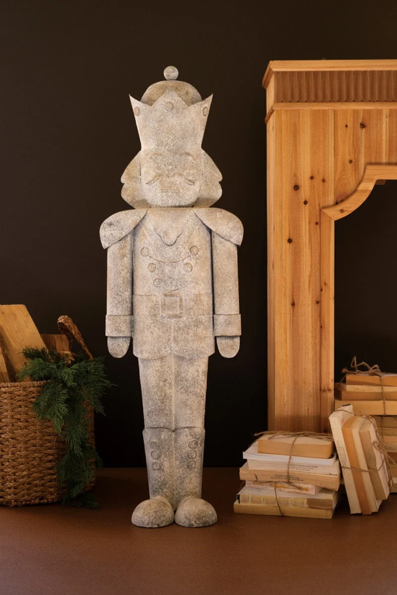 Metal Christmas Nutcracker Yard Decor – Distressed Holiday Figure – 42.5" Tall by Kalalou