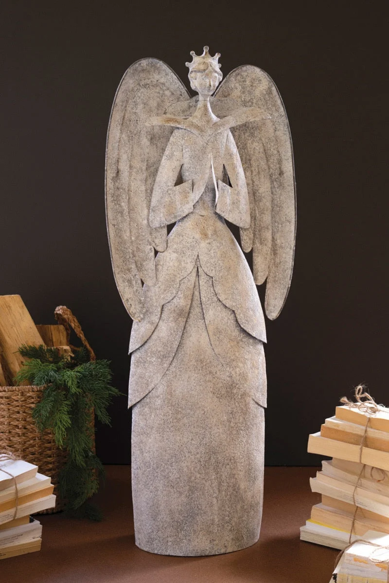 Metal Christmas Angel Yard Decor – Rustic Holiday Figure – 42" Tall by Kalalou