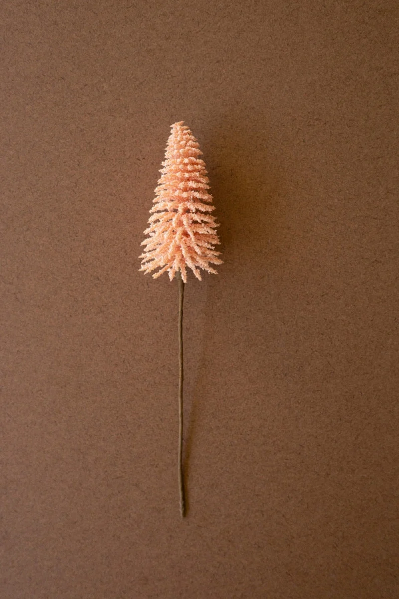 Mini Bottle Brush Tree Stem Pink Faux Floral Accent 11" Tall Set of 24 by Kalalou