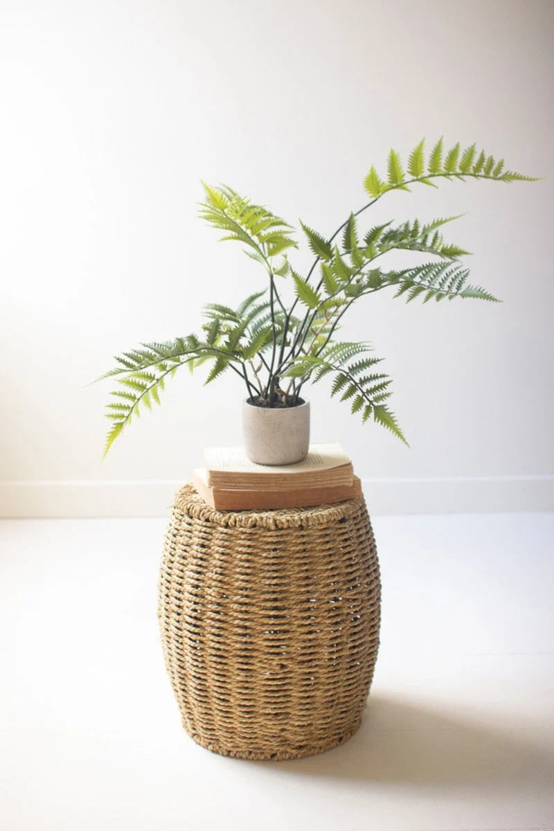 Natural Woven Vine Stool Round Poof Accent Seat 15" H by Kalalou
