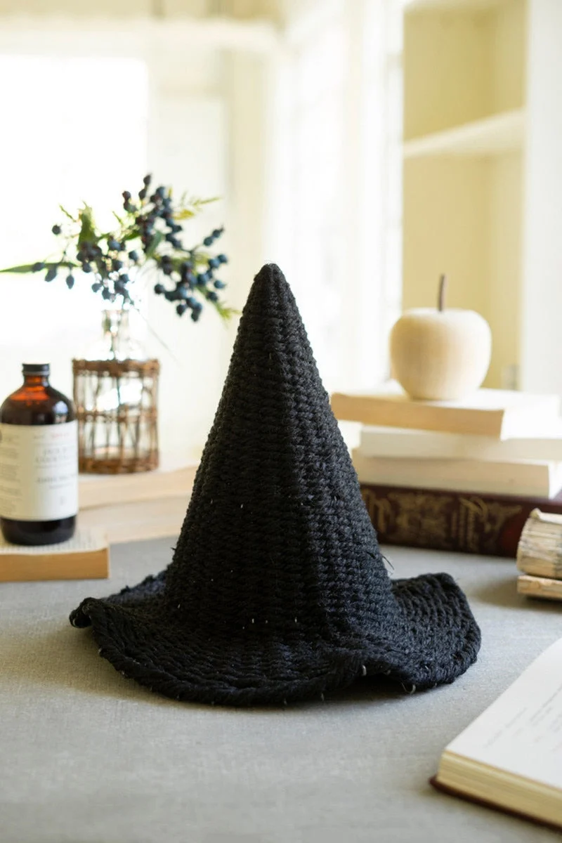Halloween Decorative Witch Hat – Natural Wicker Accent – 12.5"Tall Set of 2 by Kalalou