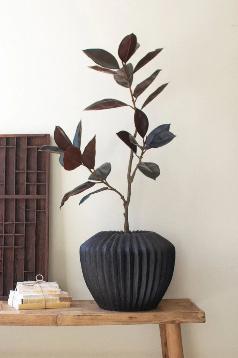 Short Black Stone Composite Urn Decorative Accent 13" H by Kalalou