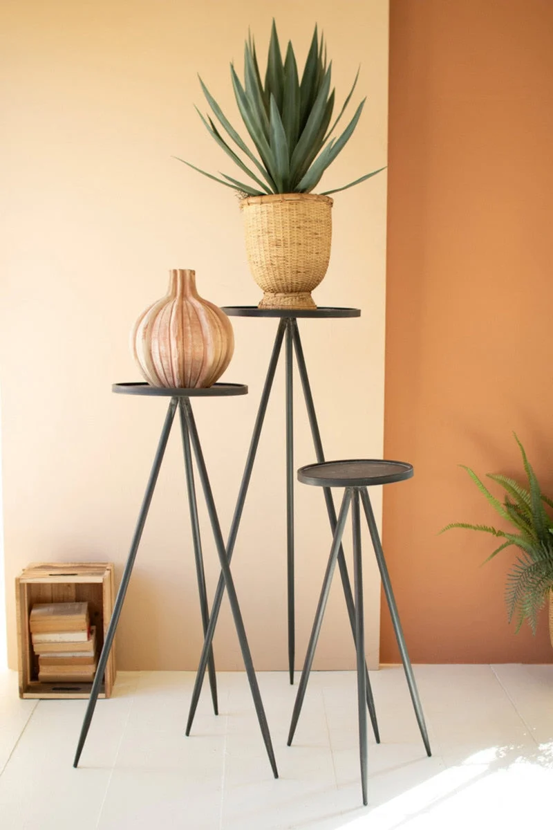 Painted Metal Display Stands Set of 3 Tall Tiered Decor 47" H by Kalalou