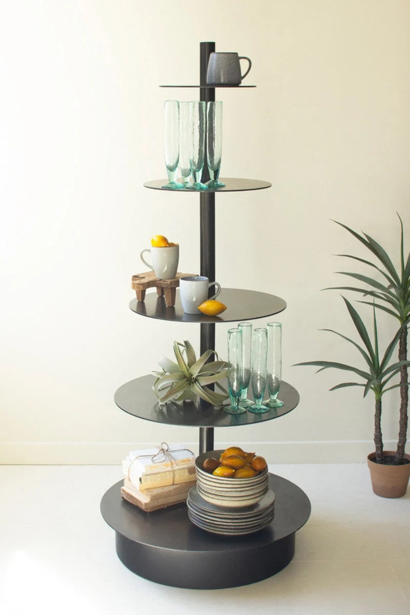 Five Tiered Round Iron Store Display Stand 65.5" H for Decor and Merchandising by Kalalou