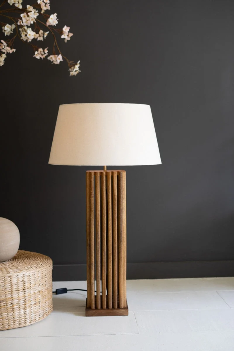 Wooden Spindles Table Lamp with Fabric Shade – 36.5" Tall by Kalalou