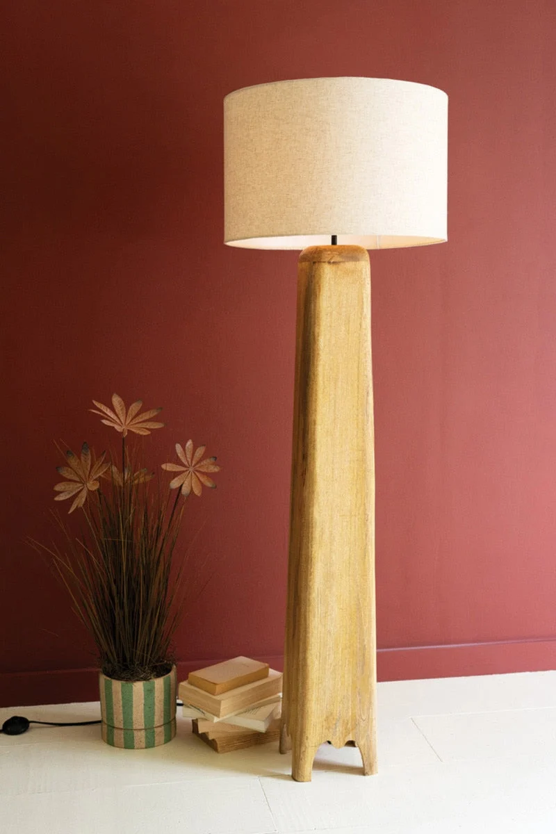 Wooden Floor Lamp with Fabric Shade – 61" Tall by Kalalou