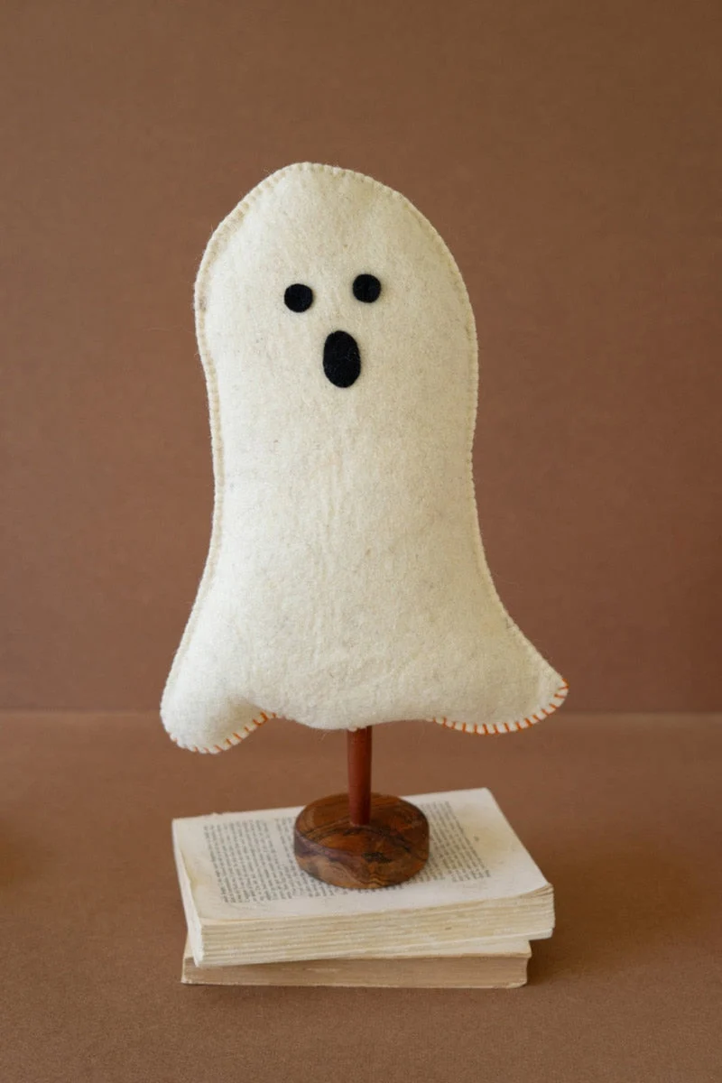 Halloween Felt Ghost Display – Standing Decor Piece 17" Tall by Kalalou
