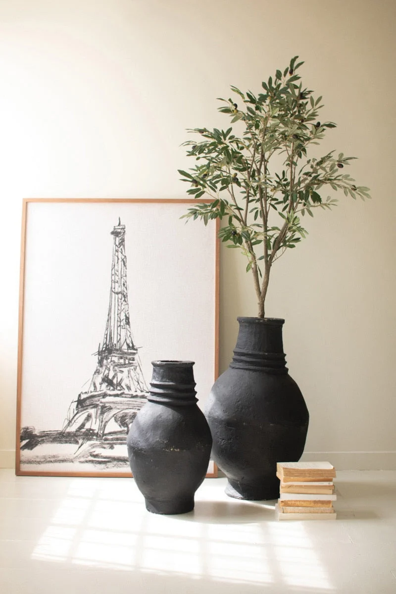 Paper Mache Decorative Urns Set of 2 – 32" Tall Sculptures by Kalalou