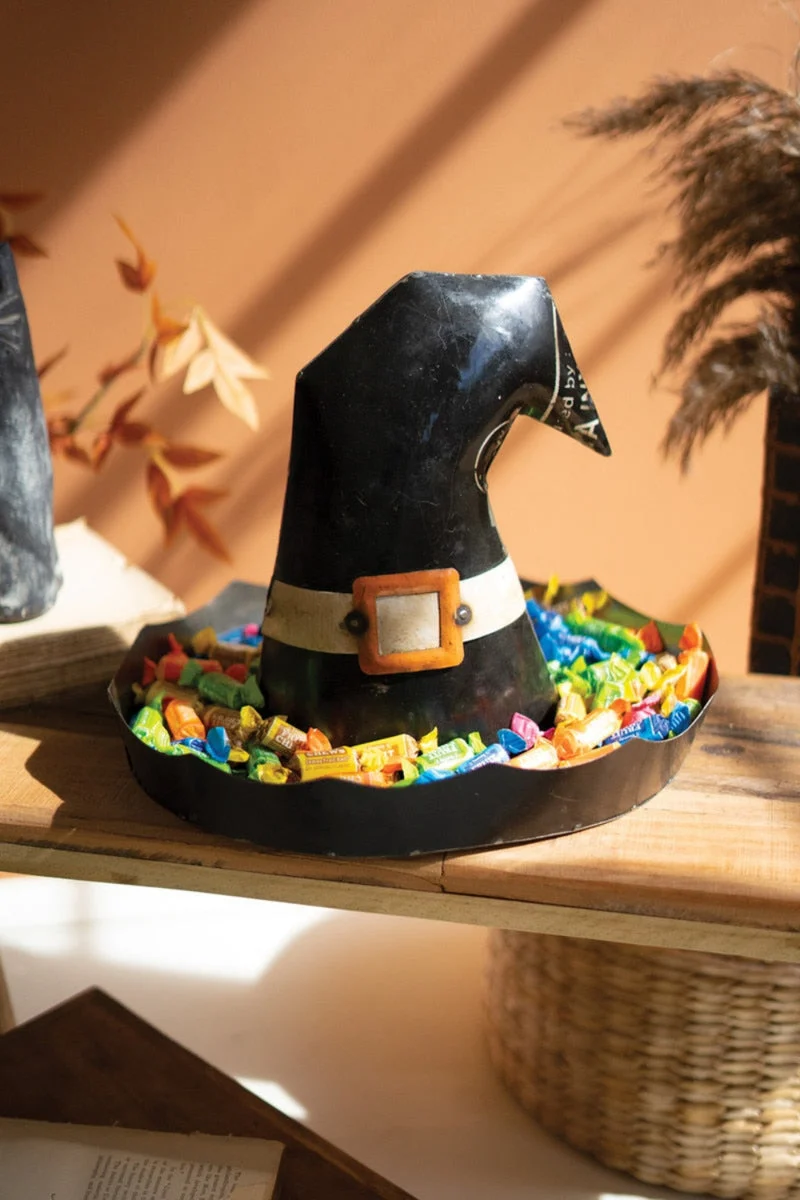 Recycled Iron Halloween Witch Hat – 12" Tall Decorative Accent by Kalalou