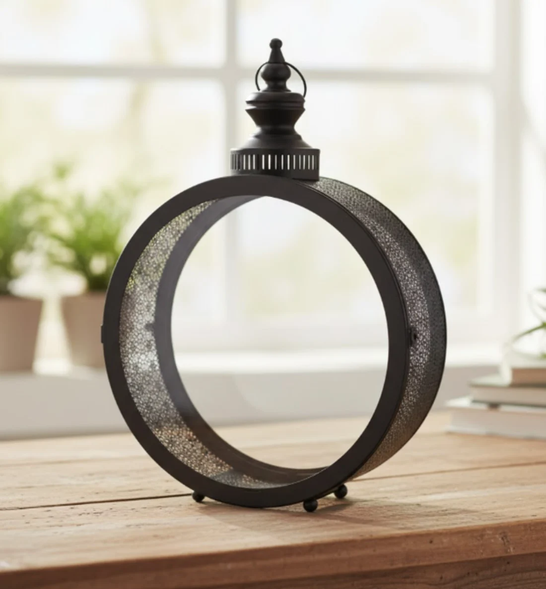 Black Metal and Glass Lantern – 22 Inch Decorative Accent for Home Decor by Melrose