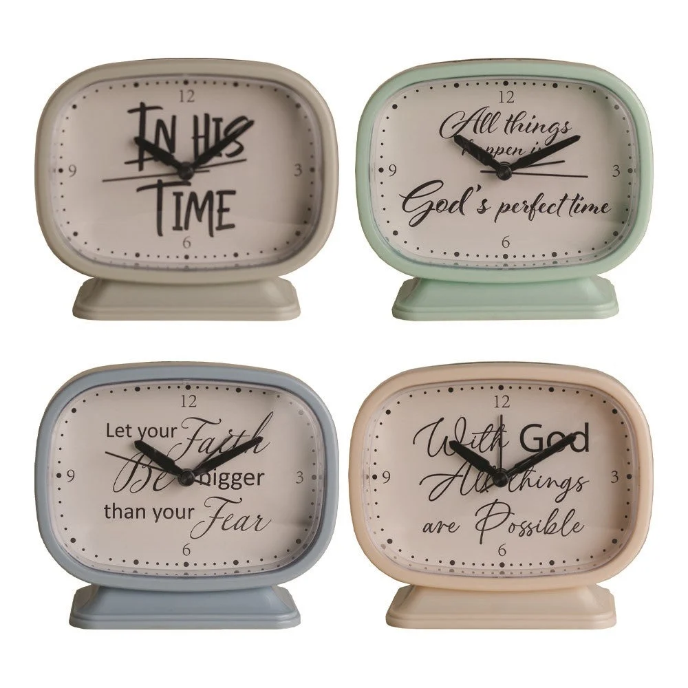 Uplifting Inspirational Metal Clock Assortment Set of 12, 4.75" by Manual Woodworkers